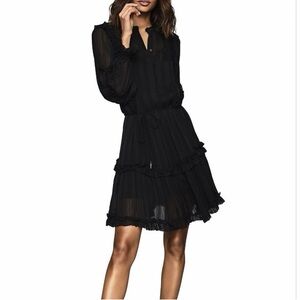 Reiss Elegant Black Ruffle Dress